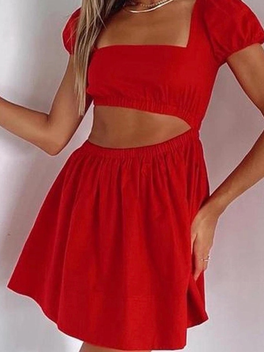 White fox cutout dress